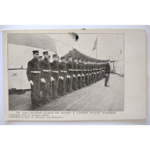 Navy Ship Postcard Marine Guard On Board US Warship Naval 1907 Ser 5045 Unused - Picture 2 of 4